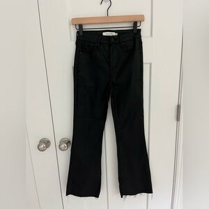 Hidden Jeans Shiny Black Coated Cropped Flare Pants NWT